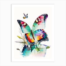 Butterfly On Lake Decoupage 1 Art Print