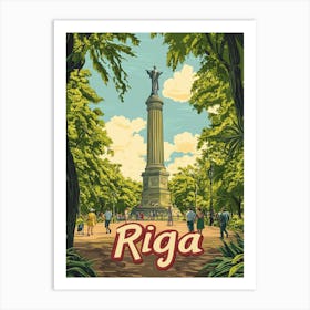 Aihrgdesign A Retro Travel Poster For Riga 6 Art Print