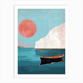 Boat In The Water, Boho, Minimalism, Oil Art Print