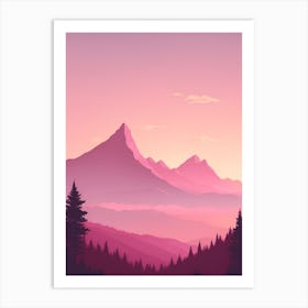 Misty Mountains Vertical Background In Pink Tone 96 Art Print
