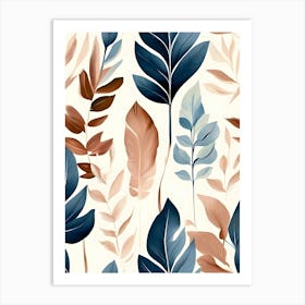 Seamless Pattern Of Leaves 1 Art Print