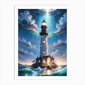 A Lighthouse In The Middle Of The Ocean 60 Art Print