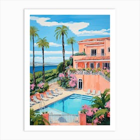 The Resort At Pelican Hill   Newport Beach, California   Resort Storybook Illustration 2 Art Print