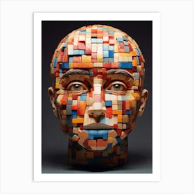 Head Made Of Blocks Art Print