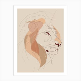 Lion - Boho, Line Art 5 Art Print