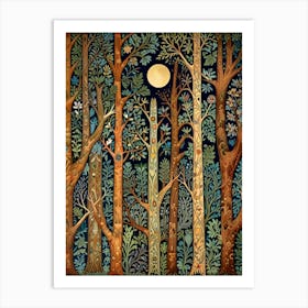 William Morris Moonlight In The Forest 98 Art Print