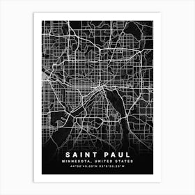 Saint Paul Minnesota USA Black Map Poster