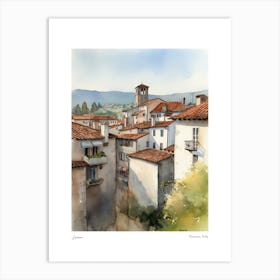 Lucca, Tuscany, Italy 4 Watercolour Travel Poster Art Print