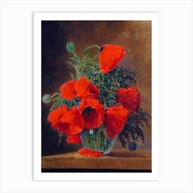 Red Poppies In A Vase Art Print