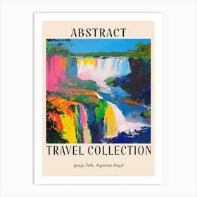 Abstract Travel Collection Poster Iguazu Falls Argentina Brazil 2 Art Print