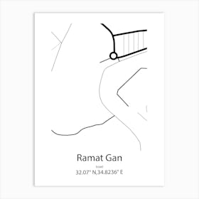 Ramat Gan,Israel Minimalist Map Art Print