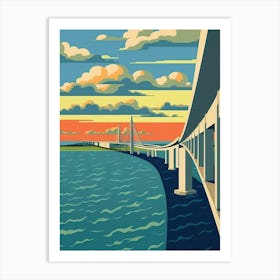Oresun Bridge, Sweden Colourful 4 Art Print