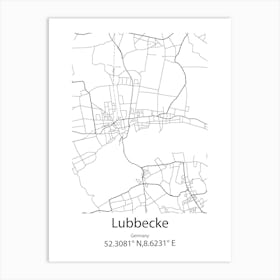 Lubbecke,Germany Minimalist Map Art Print