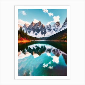 Mountain Peaks Reflected In Lake Art Print