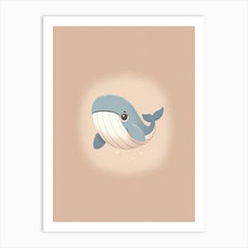 Cute Whale Pastel Neutral Colours Calming Art Print