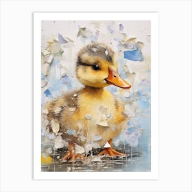 Sweet Mixed Media Duckling Collage 4 Art Print