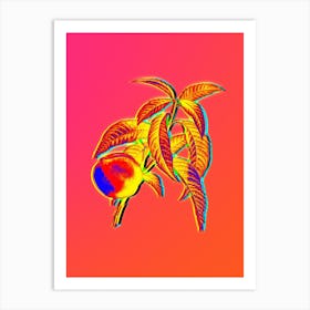 Neon Peach Botanical in Hot Pink and Electric Blue n.0130 Art Print