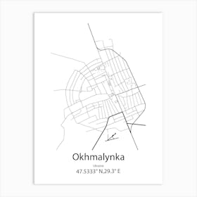 Okhmalynka,Ukraine Minimalist Map Art Print