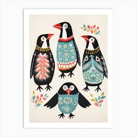 Folk Style Bird Painting Penguin 4 Art Print
