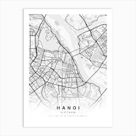 Hanoi Vietnam White Map Art Print