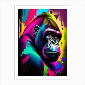 Gorilla In Front Of Graffiti Wall Gorillas Tattoo 1 Art Print