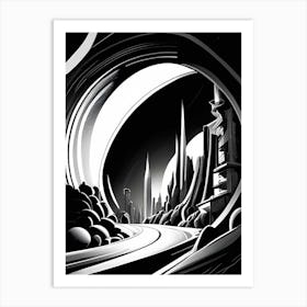 Orbit Noir Comic Space Art Print