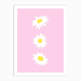 Daisy Pattern on Pink Art Print