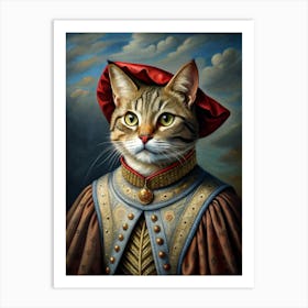 Cat In Renaissance Costume 1 Art Print