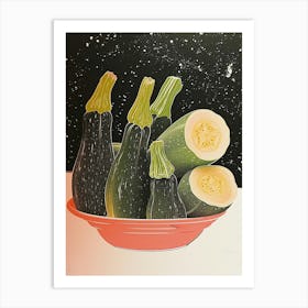 Art Deco Zucchini In A Bowl Art Print