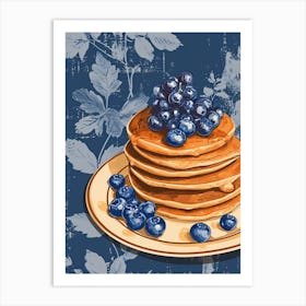 Art Deco Pancake Stack With Blueberries 4 Art Print