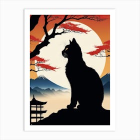 Japan Cat Art 3 Art Print