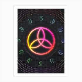 Neon Geometric Glyph in Pink and Yellow Circle Array on Black n.0337 Art Print