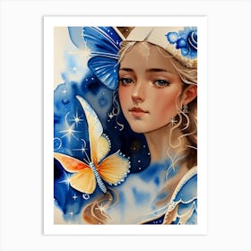 Fairy Girl With Butterfly Art Print