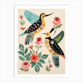 Folk Style Bird Painting Hoopoe 2 Art Print
