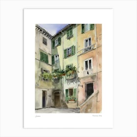 Lucca, Tuscany, Italy 1 Watercolour Travel Poster Art Print