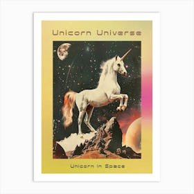 Unicorn In Space Retro Photo Poster Art Print
