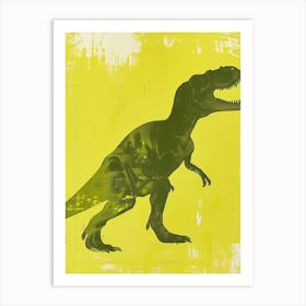 Khaki Green T Rex Silhouette 1 Art Print