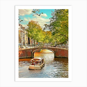 Netherlands, Canal In Amsterdam Art Print