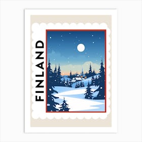 Retro Winter Stamp Poster Rovaniemi Finland 2 Art Print