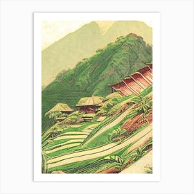 Banaue Rice Terraces Philippines Vintage Sketch Tropical Destination Art Print