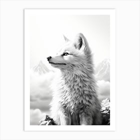 Arctic Fox Cinematic Pencil Drawing 3 Art Print