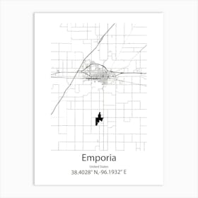 Emporia,United States Minimalist Map Art Print