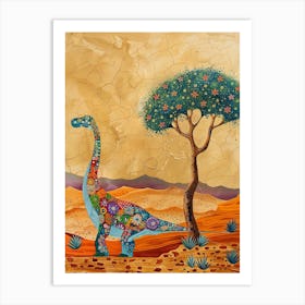 Colourful Dinosaur In The Desert Painting 1 Art Print