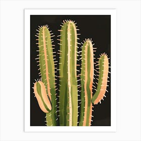 Ladyfinger Cactus Minimalist Abstract Illustration 1 Art Print