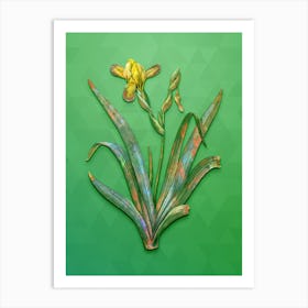 Vintage Hungarian Iris Botanical Art on Classic Green n.0144 Art Print