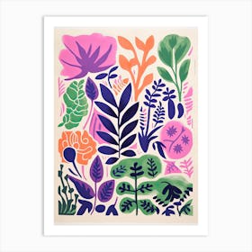 Colourful Botanical Risograph Style 8 Art Print