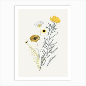 Chamomile Spices And Herbs Minimal Line Drawing 1 Art Print