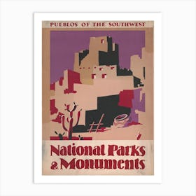 National Parks And Monuments Pueblos Vintage Poster Art Print
