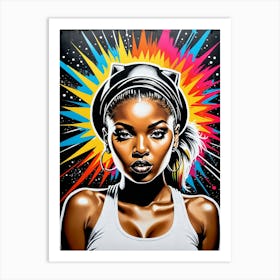 Graffiti Mural Of Beautiful Hip Hop Girl 23 Art Print