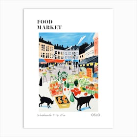 The Food Market In Oslo 2 Illustration Poster Art Print